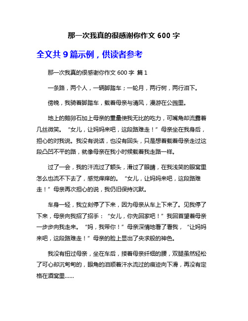 那一次我真的很感谢你作文600字