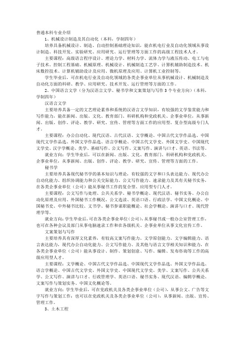 洛阳理工学院普通本科专业介绍