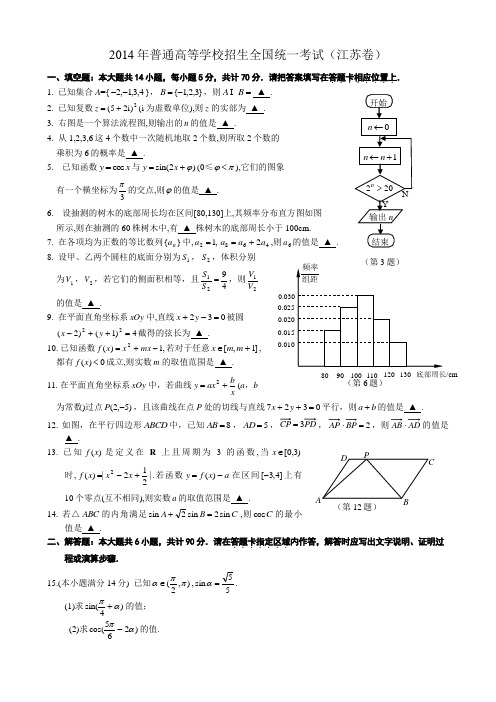 2014年江苏高考数学卷及答案