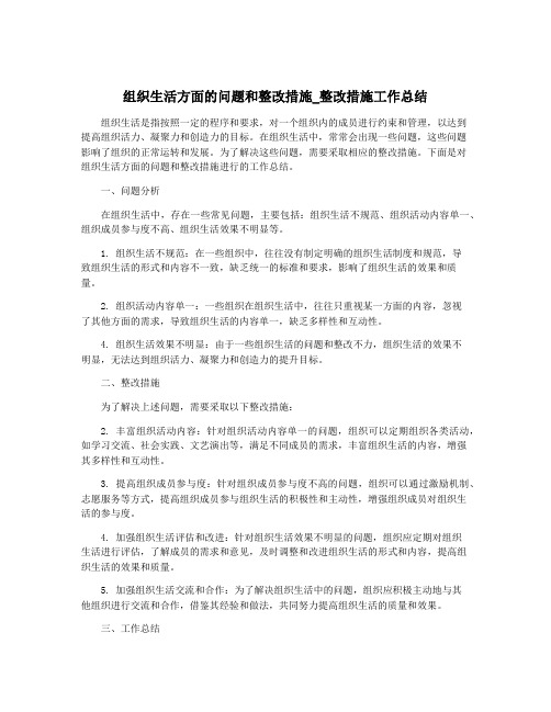 组织生活方面的问题和整改措施_整改措施工作总结