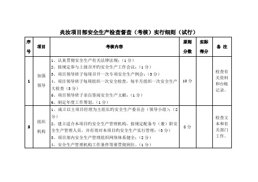 安全生产检查督查考核实施标准细则