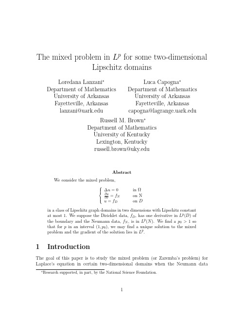 The mixed problem in L p for some two-dimensional Lipschitz domains