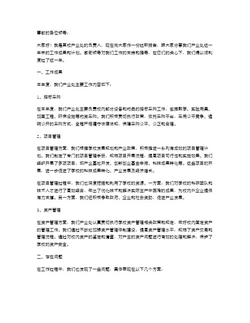 《某校产业处延长的述职报告》