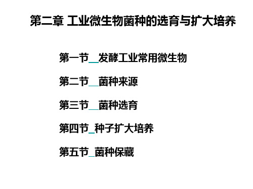 发酵工程(2)第二章 工业微生物菌种的选育与扩大培养