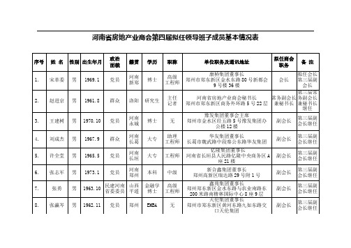 河南省房地产业商会第四届拟任领导班子成员基本情况表【模板】