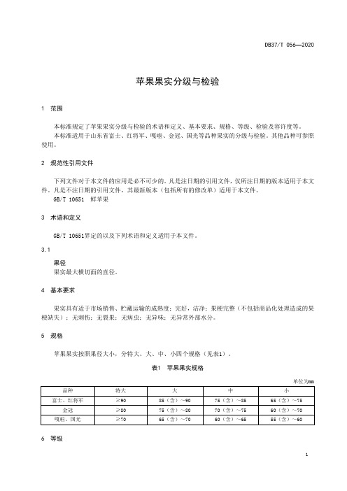 苹果果实分级与检验