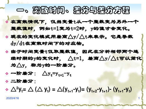 经济数学 CH6 差分方程PPT精品文档29页