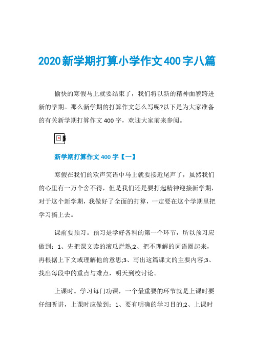 2020新学期打算小学作文400字八篇