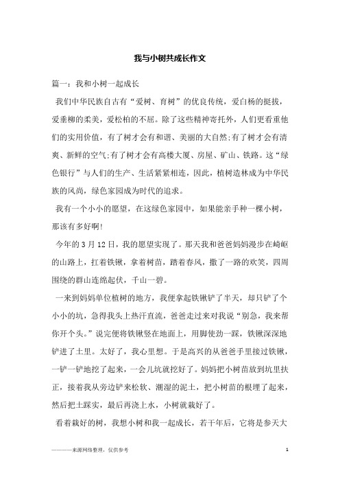 我与小树共成长作文