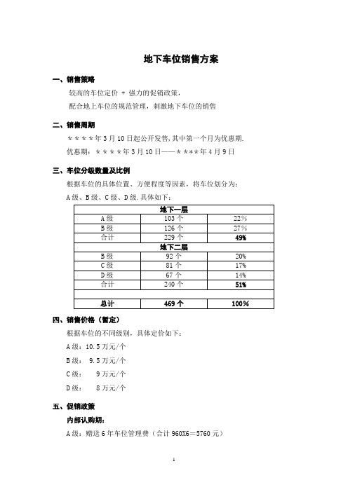 地下车位销售方案