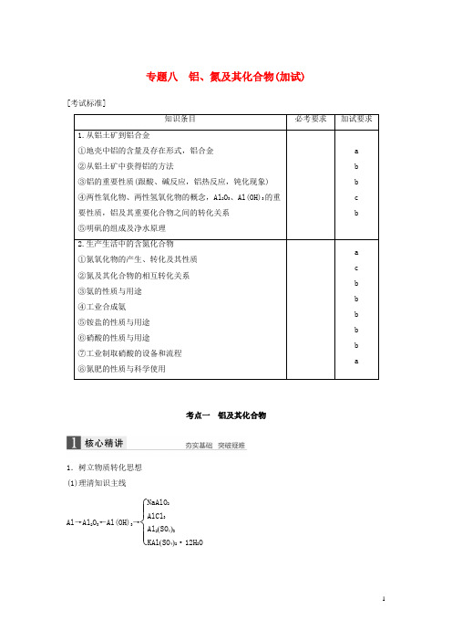 (浙江选考)2018年高考化学二轮专题复习第二编专题八铝、氮及其化合物(加试)讲练新人教版