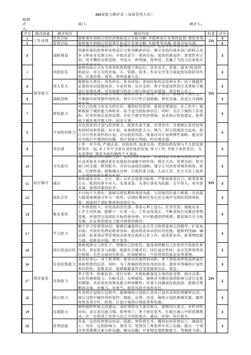 360度能力测评表