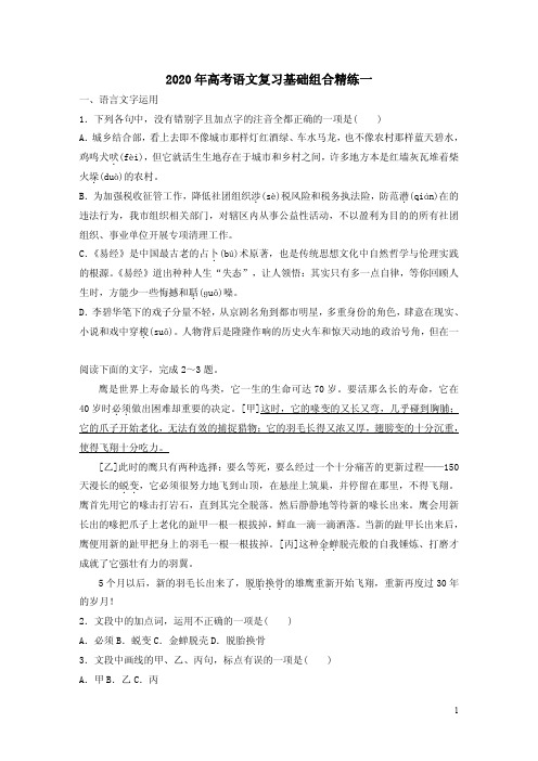 2020年高考语文复习基础组合精练一附答案解析