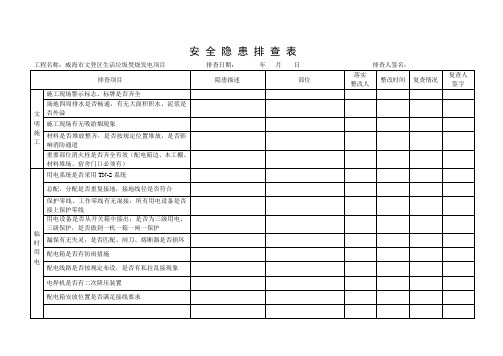 施工现场安全隐患排查表