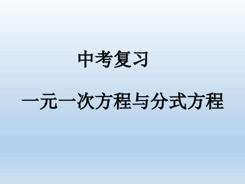 初中数学中考复习：一元一次方程与分式方程