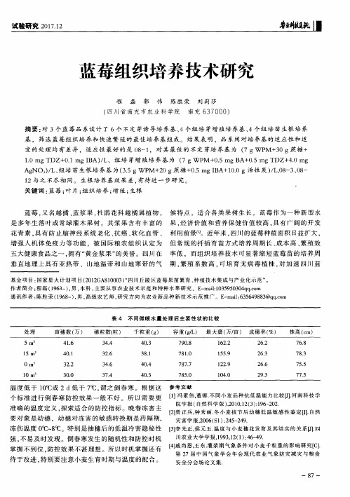 蓝莓组织培养技术研究