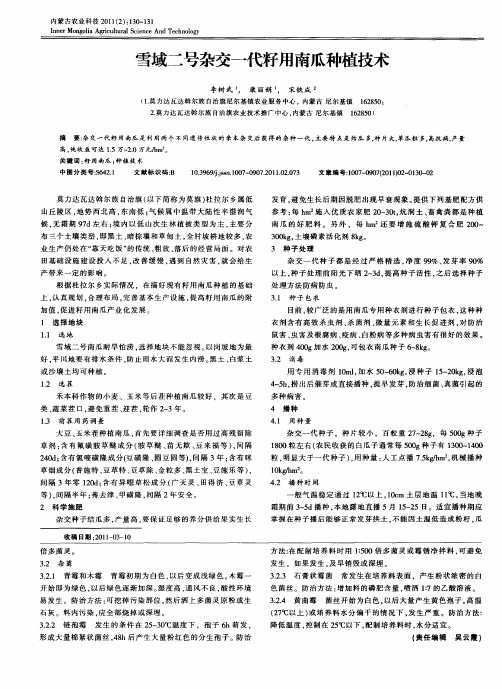 雪域二号杂交一代籽用南瓜种植技术