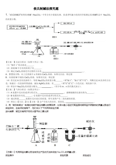 侯氏制碱法探究题 -完整获奖版