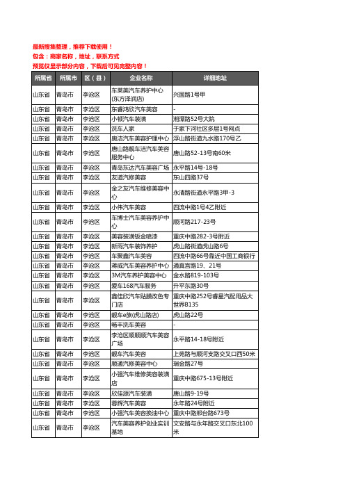 新版山东省青岛市李沧区汽车装饰企业公司商家户名录单联系方式地址大全105家