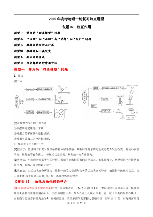 2020 年高考物理一轮复习热点题型专题 专题02、03、04(含答案)