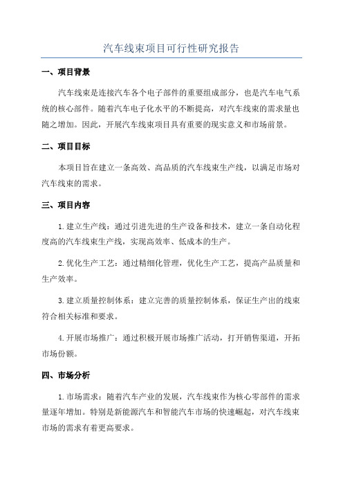 汽车线束项目可行性研究报告