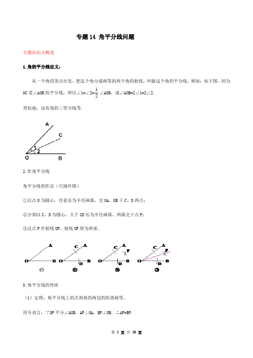 中考数学点对点-角平分线问题(解析版)