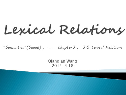 Lexical Relations