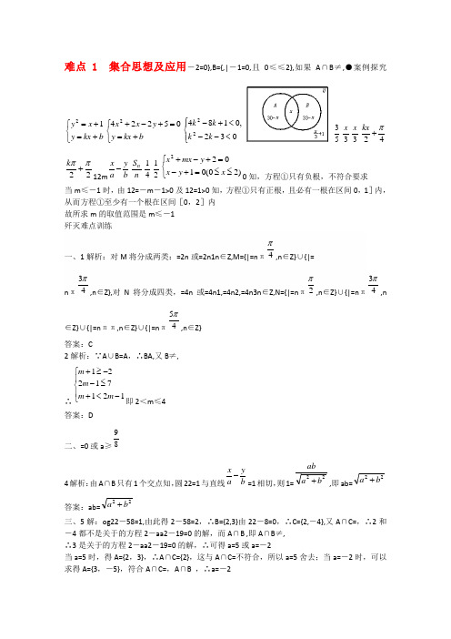 2022年高中数学高考重点难点讲解：集合思想及应用