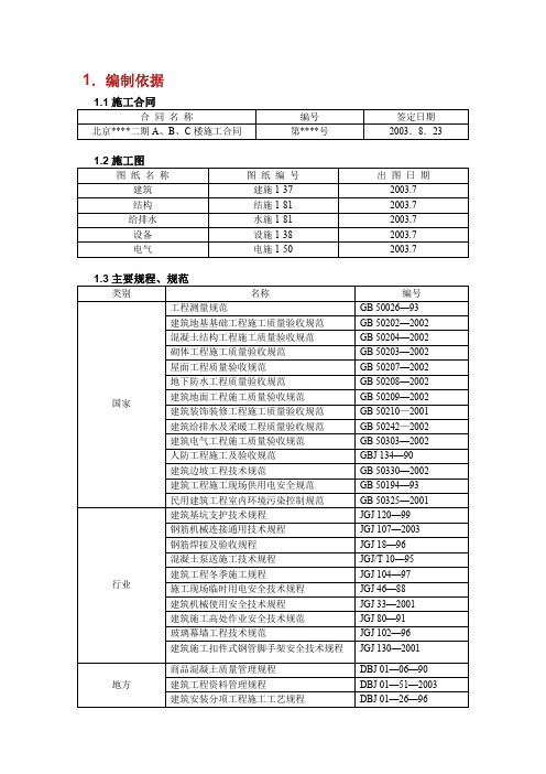 北京某高层住宅小区施工组织设计长城杯.doc