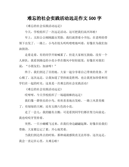 难忘的社会实践活动远足作文500字