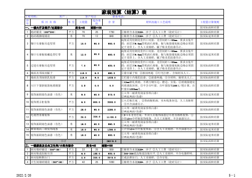 家装预算表