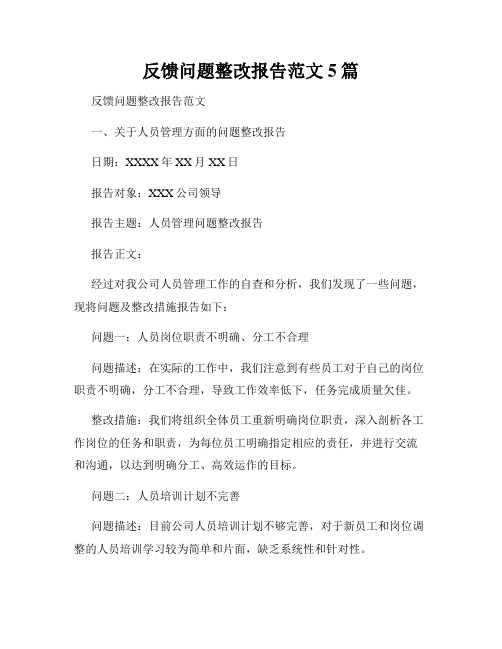 反馈问题整改报告范文5篇