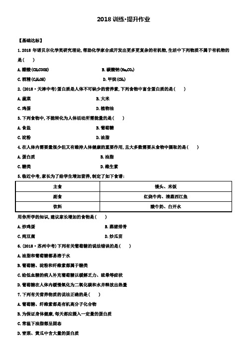 初中化学鲁教版练习第一节食物中的有机物(含解析)