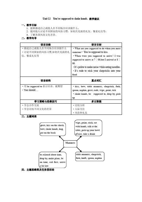 Unit 12  You’re supposed to shake hands. 教学建议