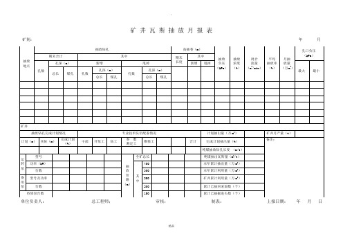 瓦斯抽放月报表