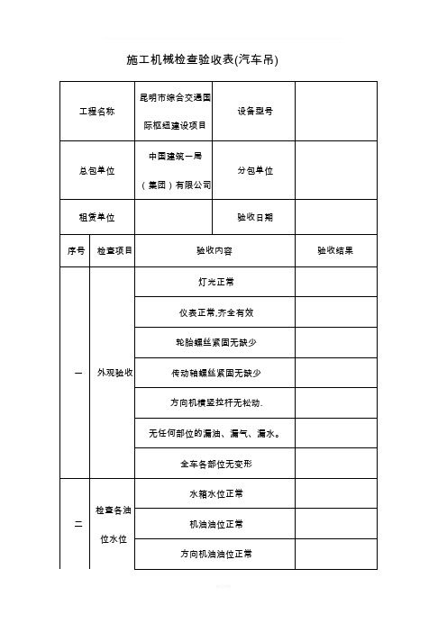 10、施工机械进场验收表(汽车吊)