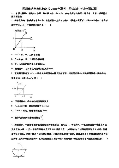 四川省达州市达标名校2018年高考一月适应性考试物理试题含解析