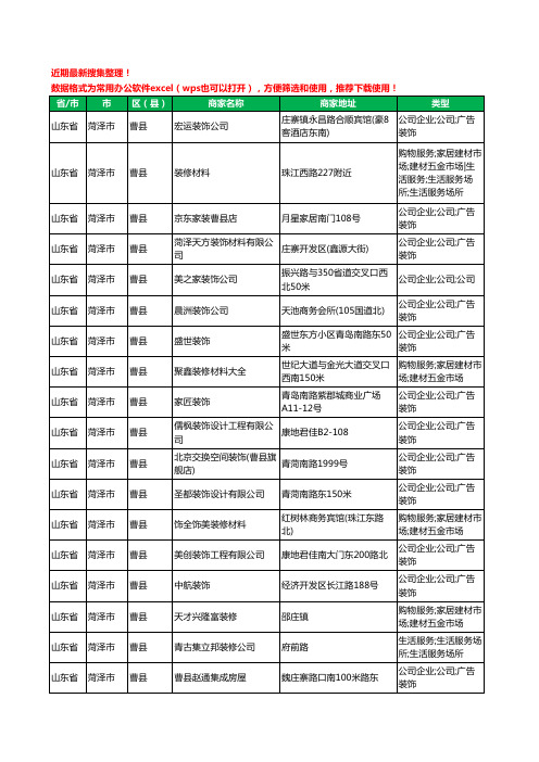 2020新版山东省菏泽市曹县装修公司工商企业公司商家名录名单黄页联系方式电话大全188家