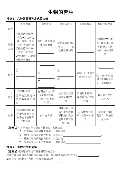 生物的育种与人类遗传病一轮复习教学案(教师版)