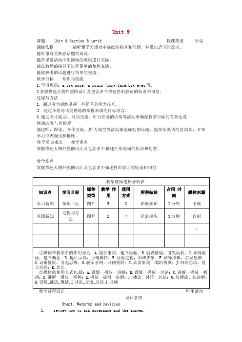 黄冈市麻城市七年级英语下册Unit9WhatdoeshelooklikeSectionB(1a_1d)教学设计