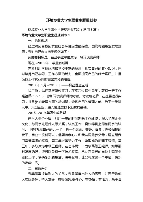 环境专业大学生职业生涯规划书