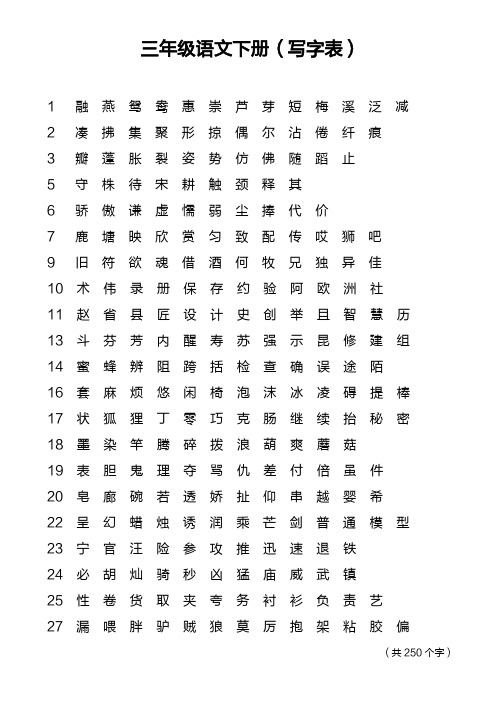 三年级语文下册(写字表)