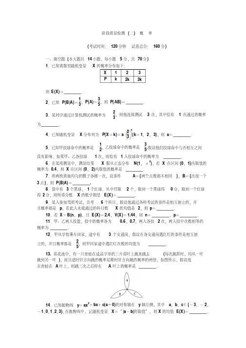 高中数学苏教版选修2-3：第2章概率单元测试-含解析