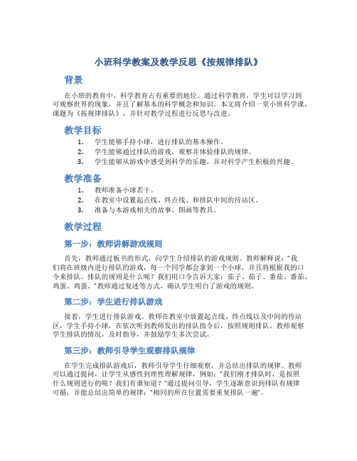 小班科学教案及教学反思《按规律排队》