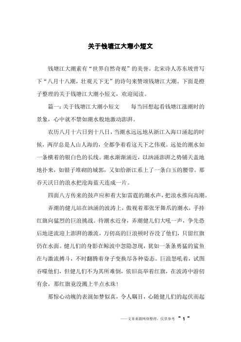 关于钱塘江大潮小短文