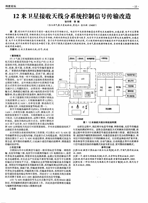 12米卫星接收天线分系统控制信号传输改造