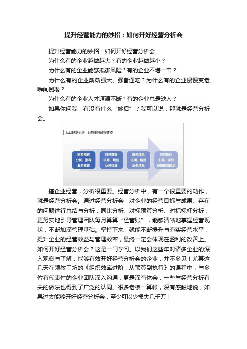 提升经营能力的妙招：如何开好经营分析会