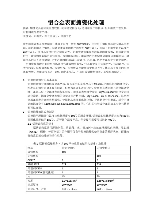 铝合金表面搪瓷化处理