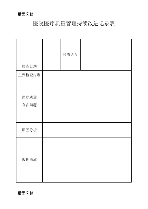 最新医院医疗质量管理持续改进记录表