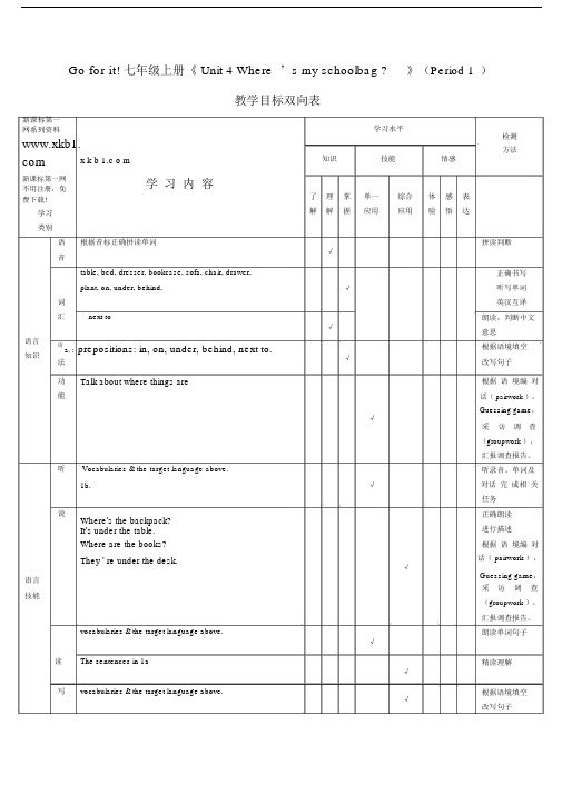 新目标七年级Unit4教案集体备课Period1.doc